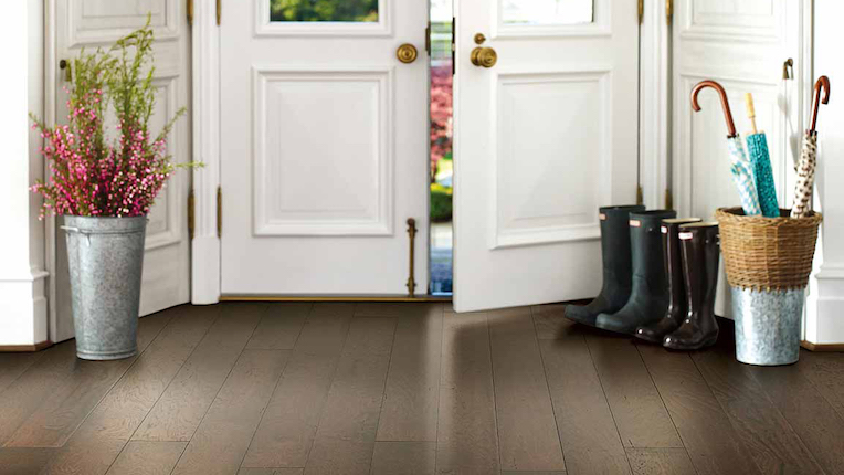 waterproof luxury vinyl plank flooring in a classy entryway